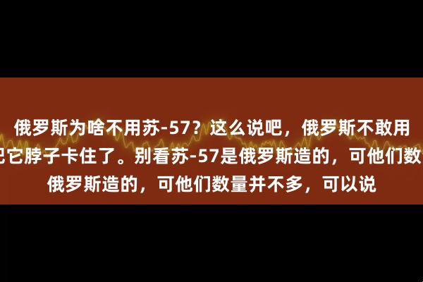 俄罗斯为啥不用苏-57？这么说吧，俄罗斯不敢用苏57，因为韩国把它脖子卡住了。别看苏-57是俄罗斯造的，可他们数量并不多，可以说